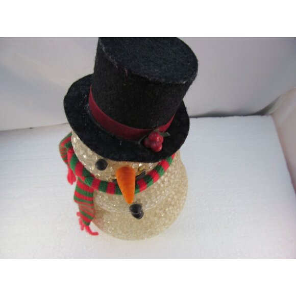Vintage Melted Plastic Popcorn Snowman Tabletop Decoration - Picture 6 of 10